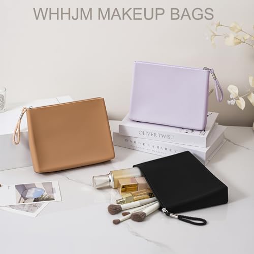 Silicone Makeup Bag for Purse Zipper Cosmetic Pouch Makeup Brush Holder Large Makeup Organizer Silicone Travel Pouch for Women (Black)