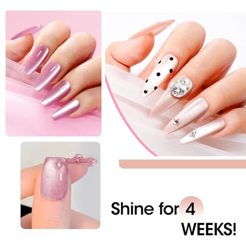 GELLEN Cat Eye Gel Nail Polish 6 Colors Gray Orange Silver Gold Brown Purple Holographic Reflective Cateye Gel Polish with Magnets Fall Winter UV LED Soak Off Sparkle Magnetic Gel Polish