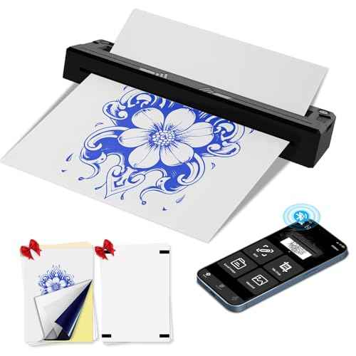 Tattoo Stencil Printer Machine for Tattoo Artists&Beginners,Newly Upgraded,with Tattoo Transfer Paper,Compatible with Phone/Pc&Pad,Portable Bluetooth Thermal Inkless Wireless Printer