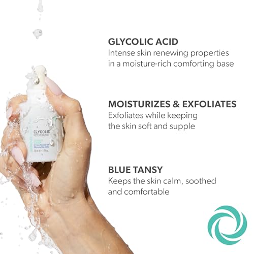 Serious Skincare Glycolic Acid Serum & Face Moisturizer Cream, Facial Renewal Skin Care Set, Exfoliating, Hydrating, Refine Texture, Lines, Pores, Discoloration, Skin Balancing Blue Tansy - Anti-Aging
