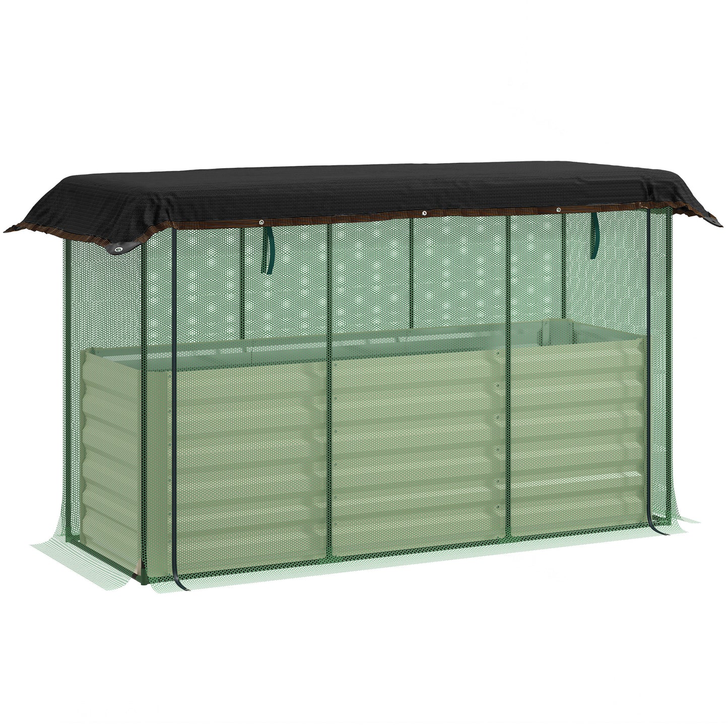 Galvanized Steel Raised Garden Bed with Crop Cage & Shade Cloth - Beige