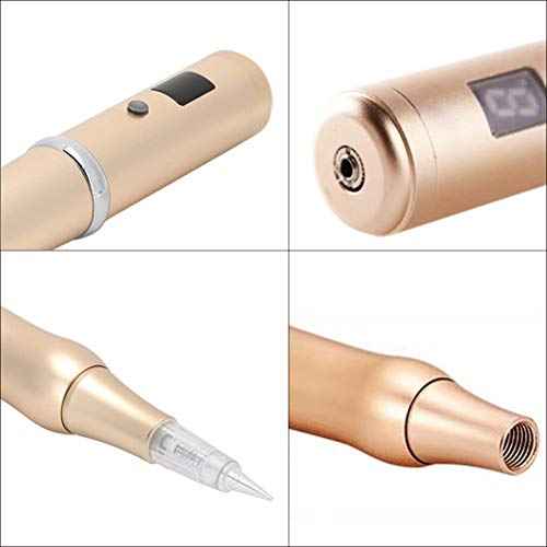 Wireless/Cordless Permanent Make-up Pen Eyebrow Digital Pen Tattoo Rotary Rechargeable Machine 10PCS Needles For Eyebrows,Eyeliners, Lips And Small-Tattoo(Golden) AP657