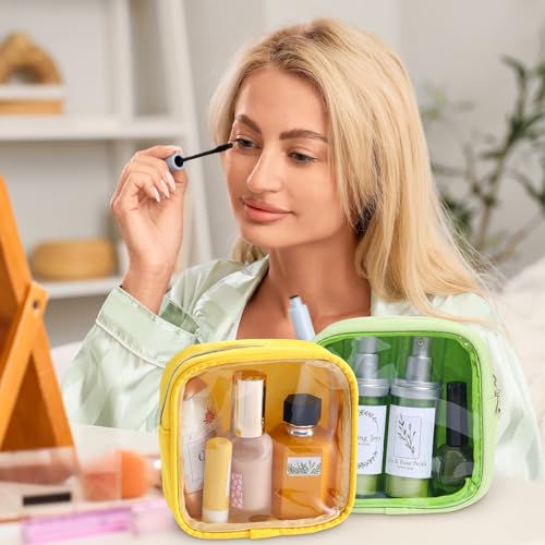 Kacctyen 20 Pcs Mini Clear Makeup Bags Bulk Nylon Cosmetic Bags for Purse PVC Small Clear Square Pouch with Zipper Blank Coin Purses for Women Travel Toiletry Essentials, 10 Colors