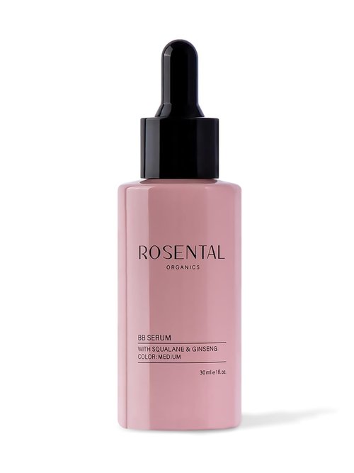 Rosental Organics BB Serum with Squalane & Ginseng – Hydrating Tinted Serum for Face, Anti-Aging Lightweight Skin Tint Moisturizer, Natural Makeup with Glow, Light Coverage Foundation, Medium