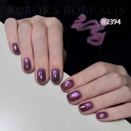 GAOY Glitter Cat Eye Gel Nail Polish Set with Magnet Colorful Galaxy for Holographic Cat Eye, Salon Gel Manicure and Nail Art DIY at Home