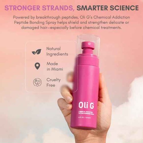 Oli G Chemical Addiction Peptide Bonding Spray 4oz / 118 ml – Bond-Repair Leave-In for Damaged & Color-Treated Hair – Peptide Complex + Amino Acids + Panthenol – Preps Hair for Chemical & Heat Styling