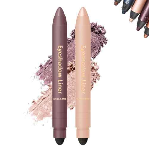 2 PCS Plum Eyeshadow Stick, 2-in-1 Eyeliner & Eyeshadow, Shadow Liner Duo Plum, Waterproof, Smooth, Easy to Color, Eye Shadow Crayon for Effortless Smoky & Natural Eye Makeup