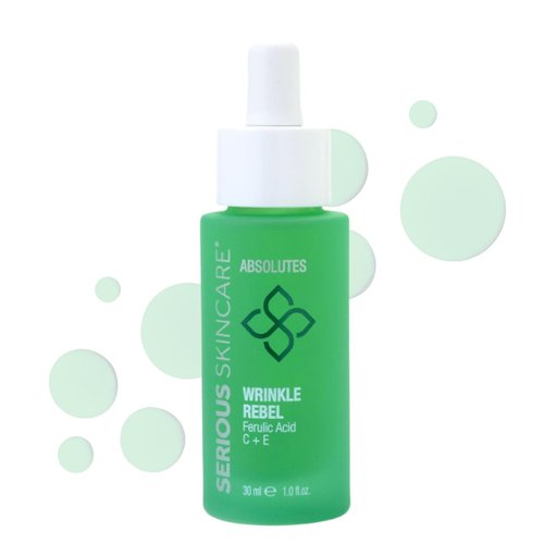 Serious Skincare Vitamin C Face Serum with Ferulic Acid, Bakuchiol, Vitamin E, B5, Absolutes Wrinkle Rebel Anti-Aging Face Serum for Fine Lines, Wrinkles and Dark Spots, 1 oz.