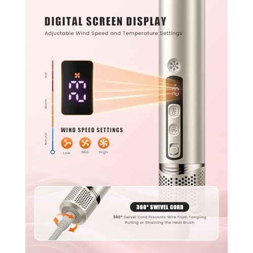 8-in-1 Professional Hot Air Styler&Hair Dryer Brush, Powerful Multi-Styler with Auto-Wrap Curler with Storage Case, Fast Drying Curling Straightening Volumizing Without Heat Damage(Gold)