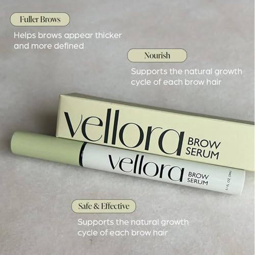 Eyebrow Serum by Vellora for Fuller Looking Brows, 3mL ? Formulated with Nourishing Vitamins & Plant-Based Extracts ? Visibly Enhances Brow Definition and Fullness