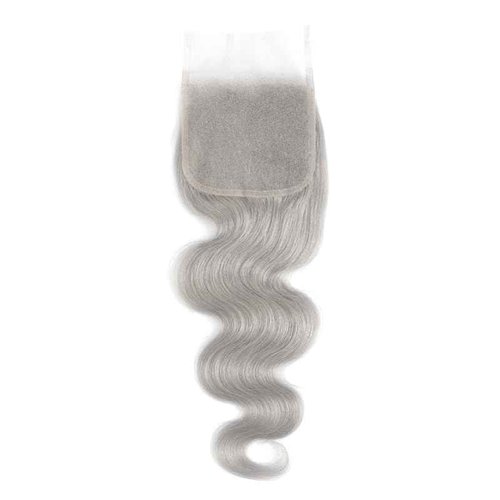 Brazilian Body Wave Human Hair Bundles with Closure (10 12 14+8Closure) Grey Human Hair 3 Bundles with Free Part Closure 100% Remy Human Hair Bundles with 4x4 Closure