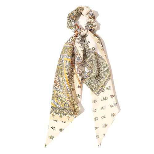Bandana Hair Scarf Scruncheis for Women Girls, Bowknot Scrunchies for Hair, Chiffon Floral Scrunchie Long Hair Bands Ties Ponytail Holder (Paisey)