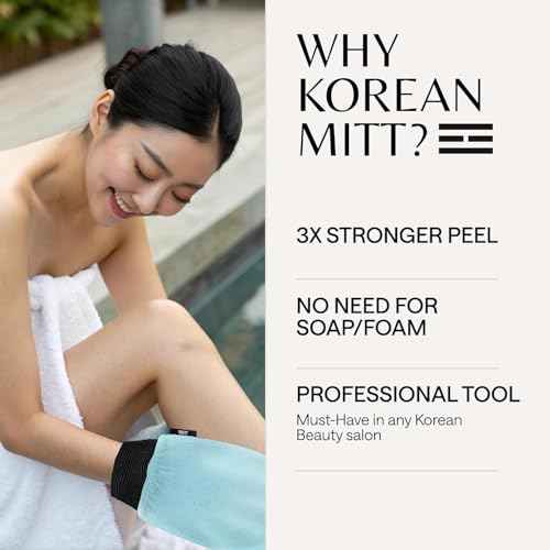 Korean Exfoliating Glove for Shower ? Deep Body Scrubber & Face Exfoliator ? Shower Gloves ? Tan Remover Washcloth, Smooth Skin & Body Exfoliating Mitt ? Loofah Wash Cloth Alternative