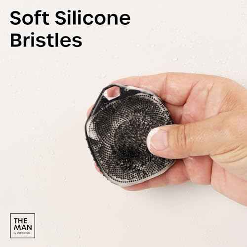 The Man Silicone Face Scrubber for Men, Exfoliating Face Massager, Flex Face Brush for Men, Removes Dead & Dry Skin, Shower Facial Cleansing Brush (Single Face Scrubber)