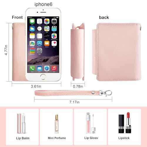 PU Lipstick Case Holder with Mirror Holds 3pcs of Long Lipsticks Keychain Holder with Clip Organizer Bag for Outside Mini Bag Pouch Gift for Women-Pink