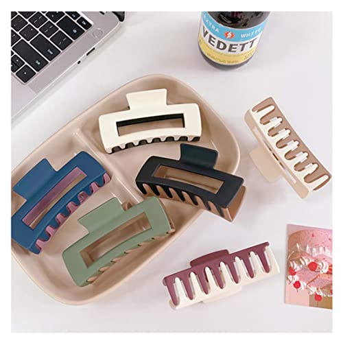 Yusier 6PCS Large Hair Claw Clip Matte Rectangle Hair Clip Plastic Stitching Color Clips French Square Clip (2 Color Splicing-Rectangle)