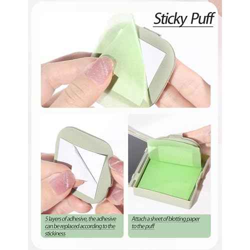Oil Blotting Paper - 300 Sheets w/Mirror, Puff & Refills, Absorbs Excess Face Oil, Controls Shine, Gentle for Makeup Use