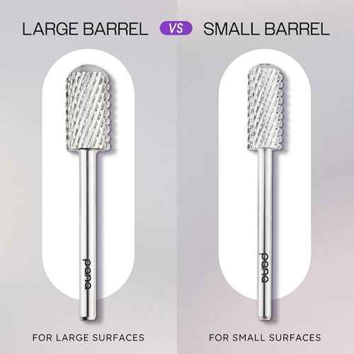 PANA 3/32" Large Smooth Round Top Safety Carbide Nail Drill Bit for Gel Polish & Acrylic Removal Nail Salon Manicure Pedicure Electric File Tools (Large Barrel - Silver, Extra Coarse)