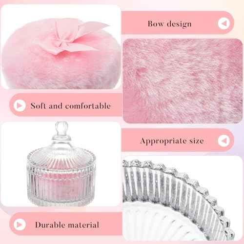 Tioncy 3 Pcs Large Body Powder Puff and Container Powder Container with Puff Crystal Case Soft Washable Reusable Velour Face Body Glitter Wet Dry Makeup(Simple,Clear)