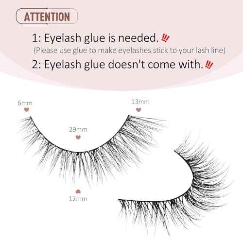 Onlyall Natural Lashes Wispy Lashes Natural Look False Eyelashes Natural Flared Eyelashes False Eye Lashes Soft Fluffy Lashes 7 Pairs D1 Natural (6-13MM)