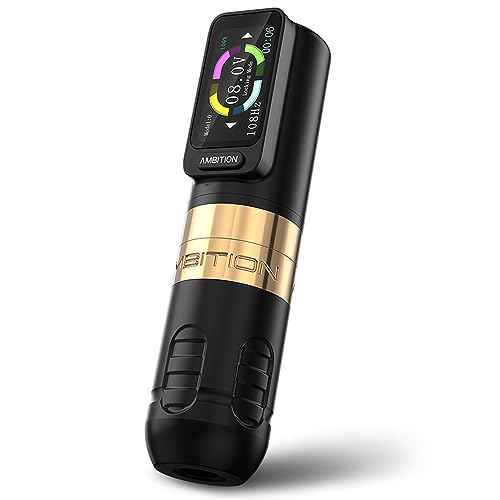 Ambition Zetton Tattoo Machine with 2400mAh Battery Brushless Motor Straight Drive Bar Color Touch Display Rotary Tattoo Gun Cartridge Pen Supply for Professional Tattoo Artists
