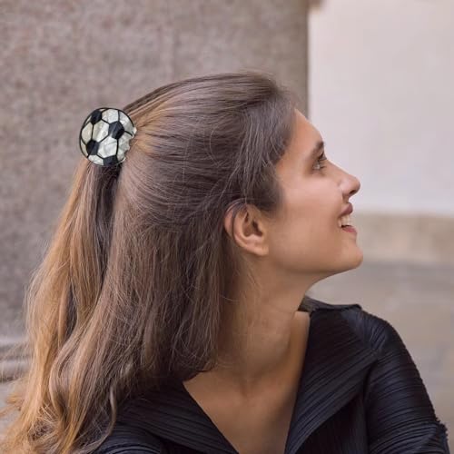 4 PACK Baseball Basketball Hair Claw Clips for Women, Bowling Football Hairpins, Medium Size Acetate Hair Clips, Non-Slip Sports Hair Barrettes Strong Hold Jaw Clips Hair Accessories for Women Girls