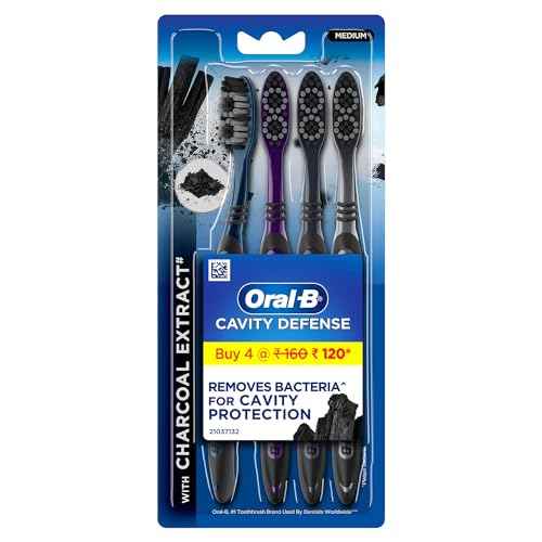 Oral B Cavity Defense 123 Black Toothbrush ? Medium (Pack of 4)