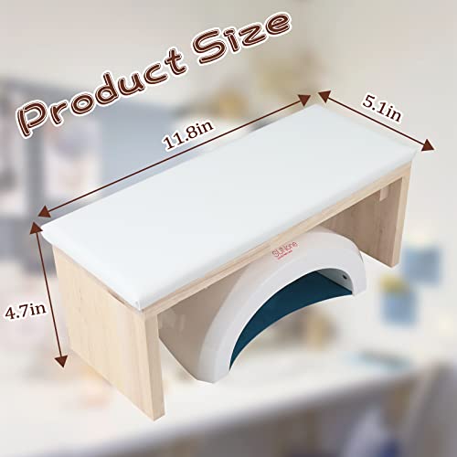 Arm Rest for Nail Techs, Professional Microfiber Leather Nail Arm Rest Cushion with Soft High-Density Sponge Solid Wood Table Non-Slip Manicure Hand Rest Stand for Nail Supplies (White)