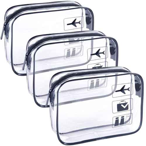 TSA Approved Toiletry Bag 3Pcs - 3 Pack Clear Travel Bags for Toiletries, Carry on Airport Airline Compliant Bag,Makeup Bags Clear Toiletry bags Quart Size Travel Bag,Black