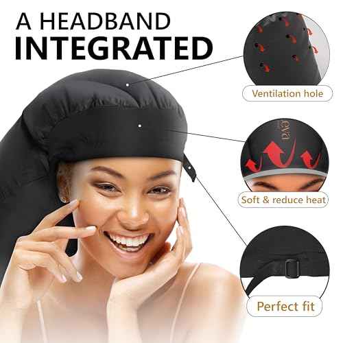 Large Hooded Hair Dryer Bonnet Attachment w/Integrated Headband - Reduces Heat Exposure Around Ears & Neck - Enhanced Size for Use with Rollers, Speeds Up Drying Time, Deep Conditioning at Home
