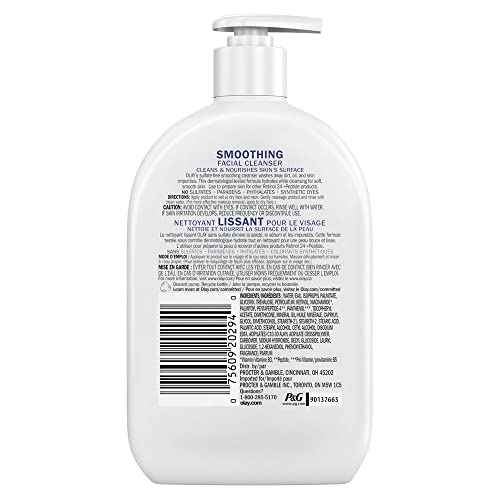 Olay Face Wash, Daily Facial Cleanser with Retinol, Peptides & Glycerin - Smoothing, Noursihes Skin Surface, Hydrates while Cleansing - Sulfate-Free, Paraben-Free, 16 Oz