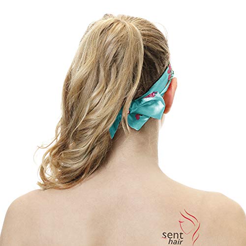 2pcs Extra Long Satin Bonnet Sleep Cap for Women, Double-Layer Silky Hair Bonnet for Braids/Dreadlocks/Curly/Long Hair with Tie Band (Green Flora & Purple Floral)