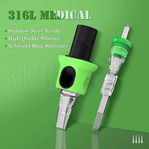 INKin Kelly 80Pcs Finger Ledge Assorted Tattoo Cartridges Needles 3RL 5RL 7RL 9RL 11RL Round Liner #10 Bugpin Mix Kit L-Taper with Membrane Tattoo Machine Pen Supply