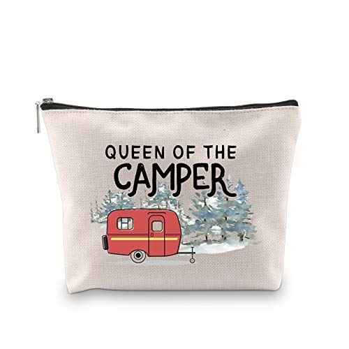 GJTIM Queen of the Camper Outdoor Gift Camping Camper Novelty Happy Camper Shopping Tote Bag (Camper Camper Bag)