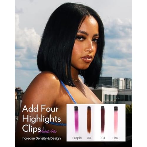 Arabella Hair Wear and Go Glueless Bob Wig Human Hair with 100g 4 pcs Brown Hair Clips 12inch 6x6 HD Lace Front Bob Wigs for Black Women Pre Cut Pre Plucked Pre Bleached Knots