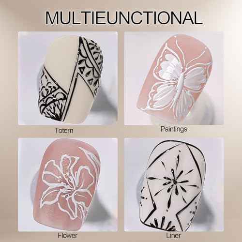 NAILGIL Gel Paint for Nails Art, Black and White Painting Gel for Drawing Striper Liner Floral Nail Art Cured UV LED DIY for Salon Home DIY Manicure, 2pcs