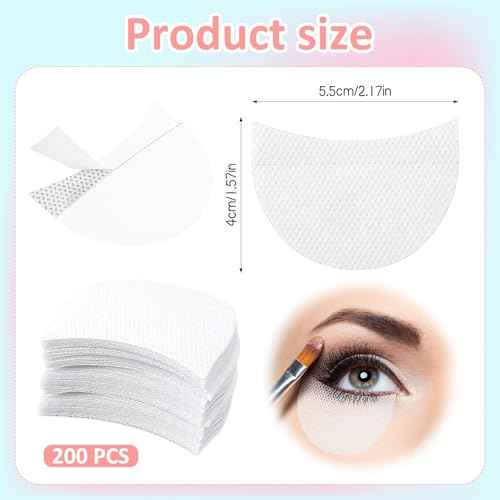 200Pcs Eyeshadow Shields, Lint Free Eyeshadow Stencil Gel Pads, Professional Eye Pads, Prevent Makeup Residue for Eyelash Extensions, Eyeliner, Lip and Tinting Makeup