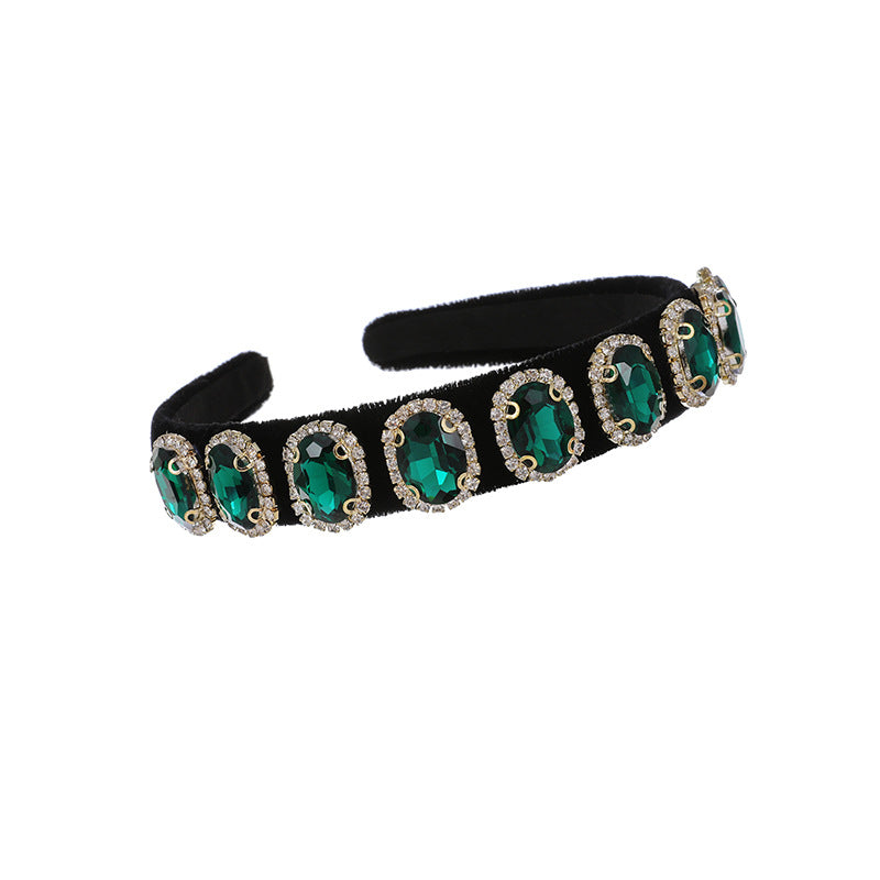Women’s Fabric Diamond Round Headband with Chain Clip - Stylish Hair Accessory