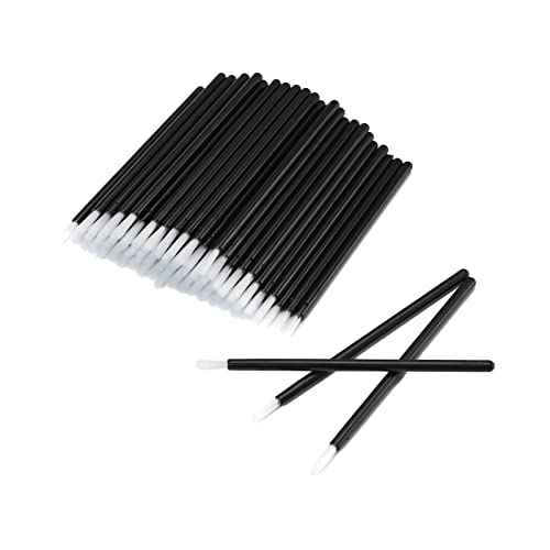 100 Pcs Disposable Makeup Lip Brushes PYO Cookie Paint Brushes Nail Polish Brushes Cosmetic Lip Brush Wands mini paint brushes for cookies (Black)