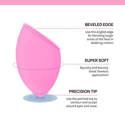 AOA Studio Collection Makeup Sponge Set Makeup Blender Latex Free and High-definition Super Soft Set of 6 Makeup Blender For Powder Cream and Liquid, Beauty Cosmetic Beveled Shape (Pink)