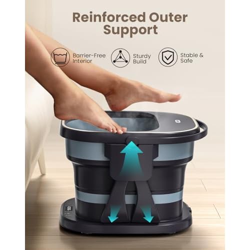 Puboo Collapsible Foot Spa Bath Massager with Heat, 95-115¡ÆF Precise Temp Control, Motorized Massage Rollers & Acupressure, Heated Foot Bath Soak Tub, Fits US Men¡¯s Size 11, Gift for Christmas