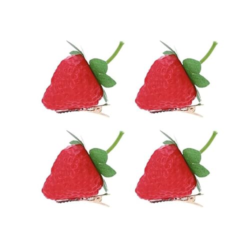 4pcs Strawberry Hair Clips for Girls, Cute Fruit Hair Barrettes Kawaii Metal Alligator Hairclips Duck Bill Clips Y2K Strawberry Hair Accessories Gifts for Baby Girls Toddlers Teenagers