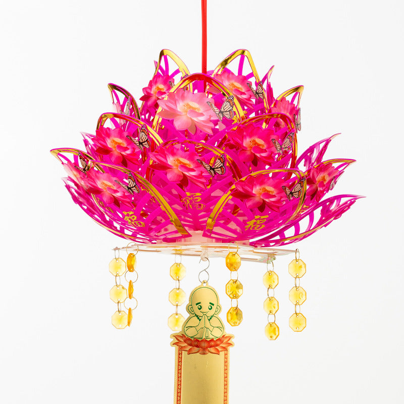 Lotus Lamp Buddha Worship Decorative Lantern for Festivals and Weddings