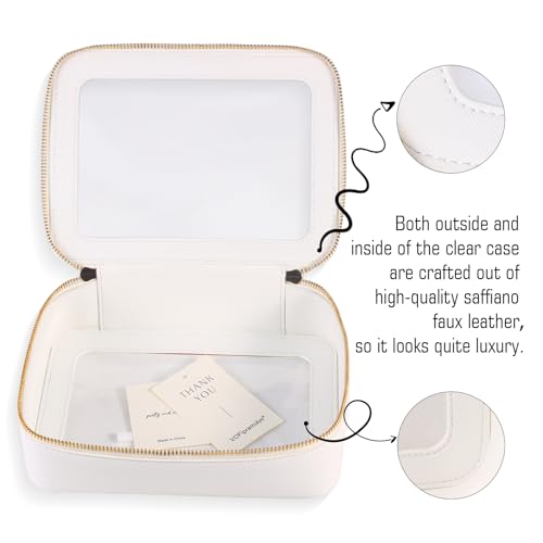 Small Clear Makeup Bag Toiletry Bag Cosmetic Bag and Makeup Brush Holder,Waterproof Makeup Pouch Travel Bag Organizer Case with Zipper for Women Toiletries and Car Organizer
