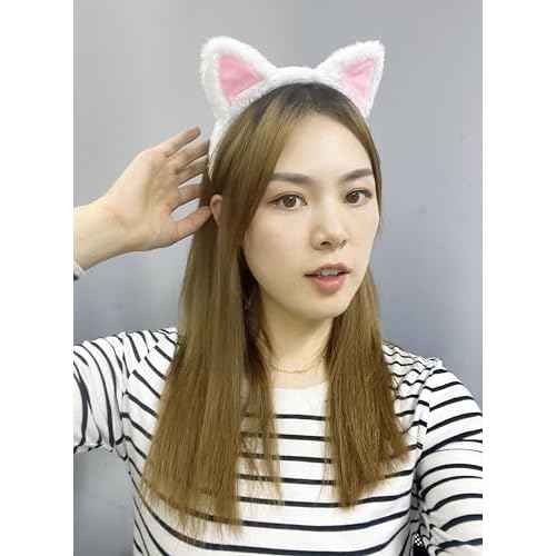 Cat Ears Headband 2-Pack ? Plush Fuzzy Hairbands for Cosplay, Makeup, Yoga, and Photo Props for Adults and Kids