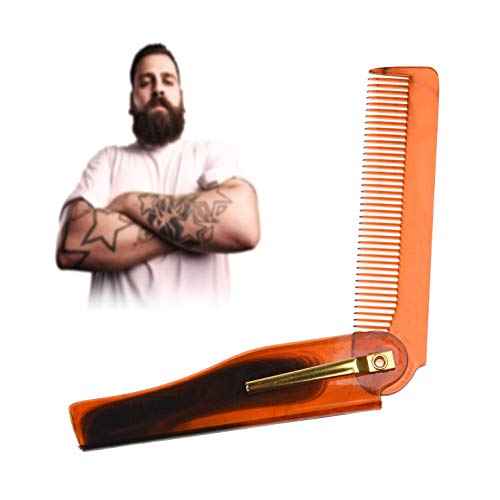 Kare & Kind Folding Pocket Comb for Men - 4 Pc Fine Tooth Comb (2 Brown and 2 Black Set) - For Styling Hair, Mustache, Beard - Men's Grooming - Ideal Gift