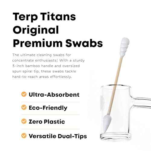TerpTitans Original ? Bamboo Cotton Swabs | Dual-Tip: Spiral for Maximum Absorption & Fine Point for Pinpoint Precision | Extra Strong, Lint-Free | 200 Count Box