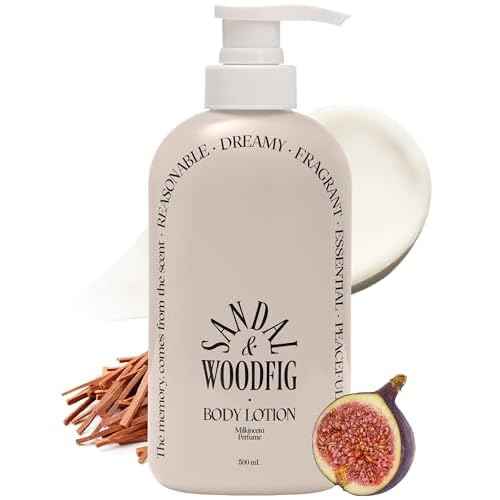 Milk in Cera Perfume Body Lotion - Korean 100hr Moisturizing Body Moisturizer for All Skin Types - Cozy Wood & Fig Scent - with Milk Protein and Ceramide, 16.9 fl.oz.