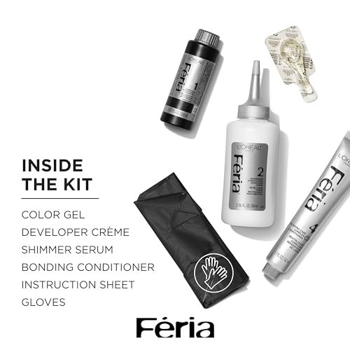 L'Oreal Paris Feria Multi-Faceted Shimmering Permanent Hair Color, B61 Downtown Brown (Hi-Lift Cool Brown), Pack of 1, Hair Dye