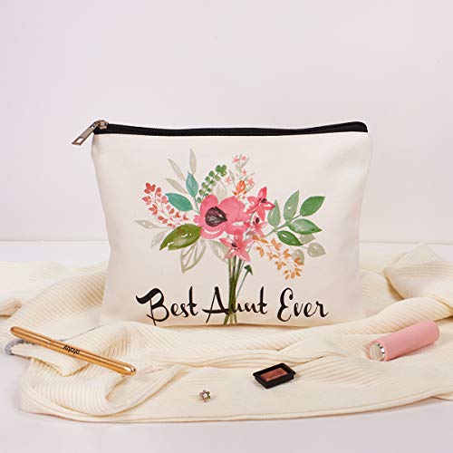 Best Aunt Ever Cosmetic Bag Aunt Gifts Auntie gifts from Niece for Christmas Birthday Retirement Aunt Travel Make Up Pouch